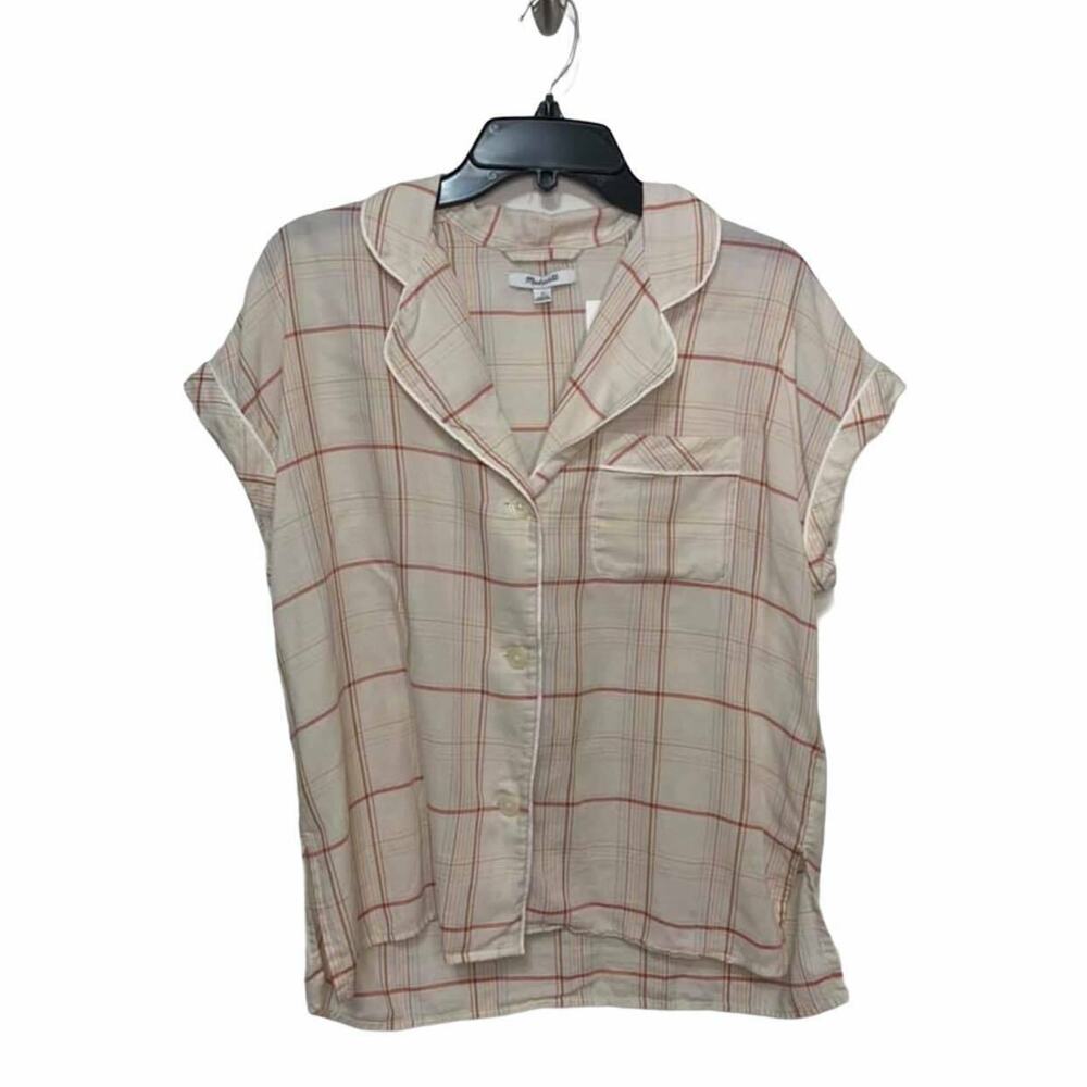 Madewell‎ Bedtime Fine Plaid Pearl Pj Top S